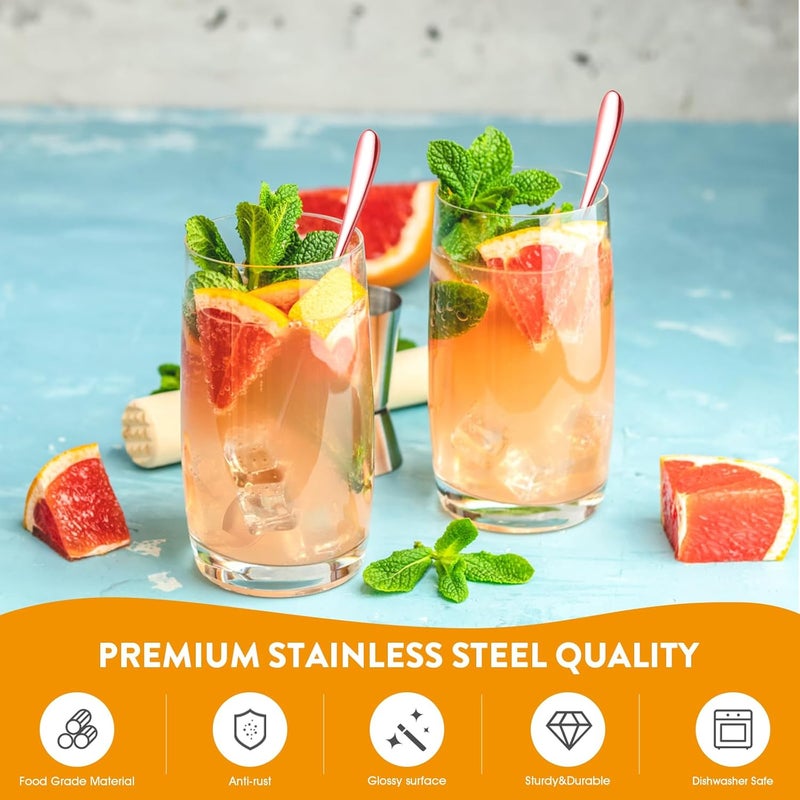 KITWARE 8 PCS Long Handle Cocktail Stirring Spoons, Iced Tea, Coffee, Stainless Steel Iced Tea Spoon, 7.7 Inch, Rose Gold - Image 3